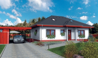 Family house project with attic space and large living area with skylights.